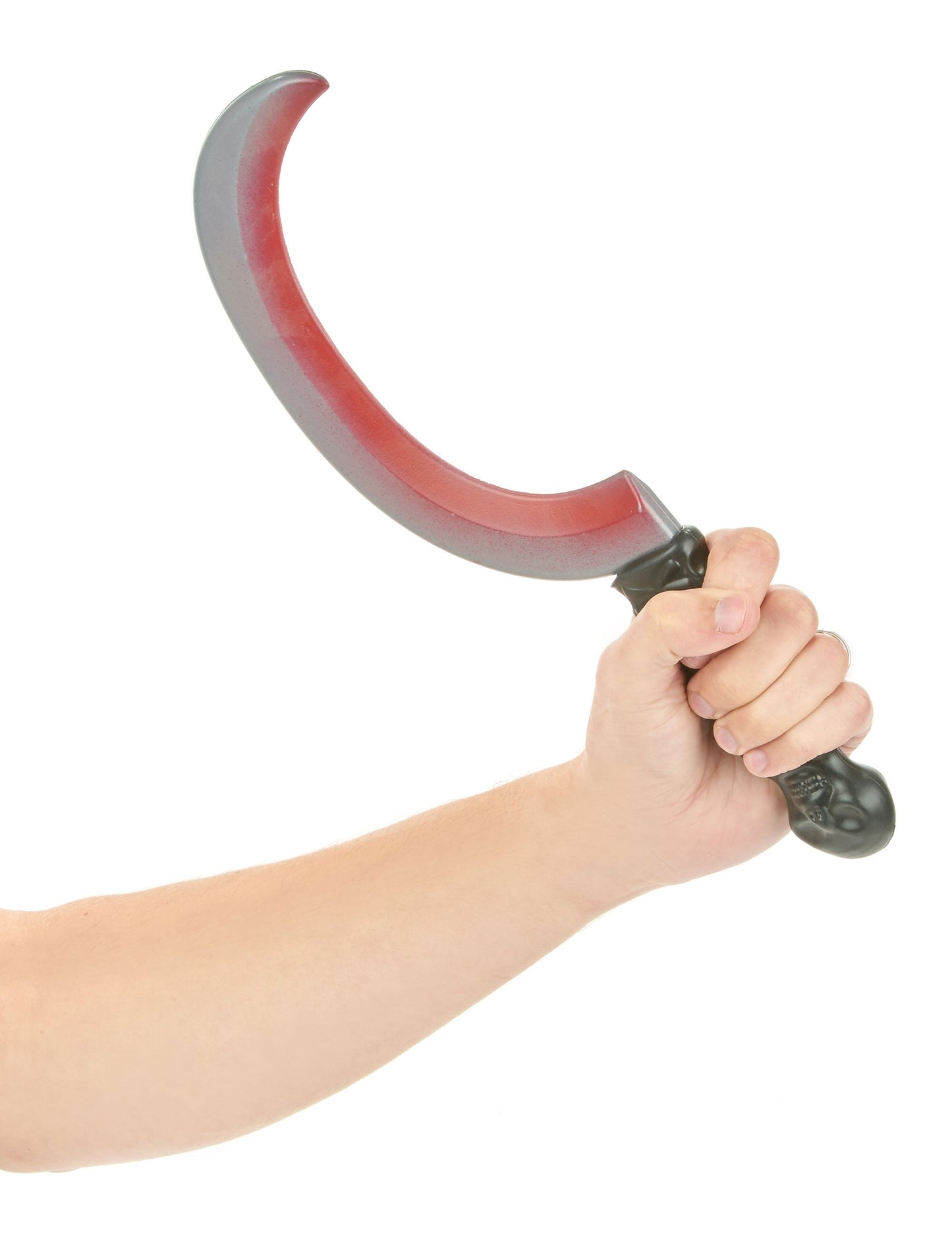 Detail rukoväte s lebkou na falošnej krvavej kosťi na Halloween