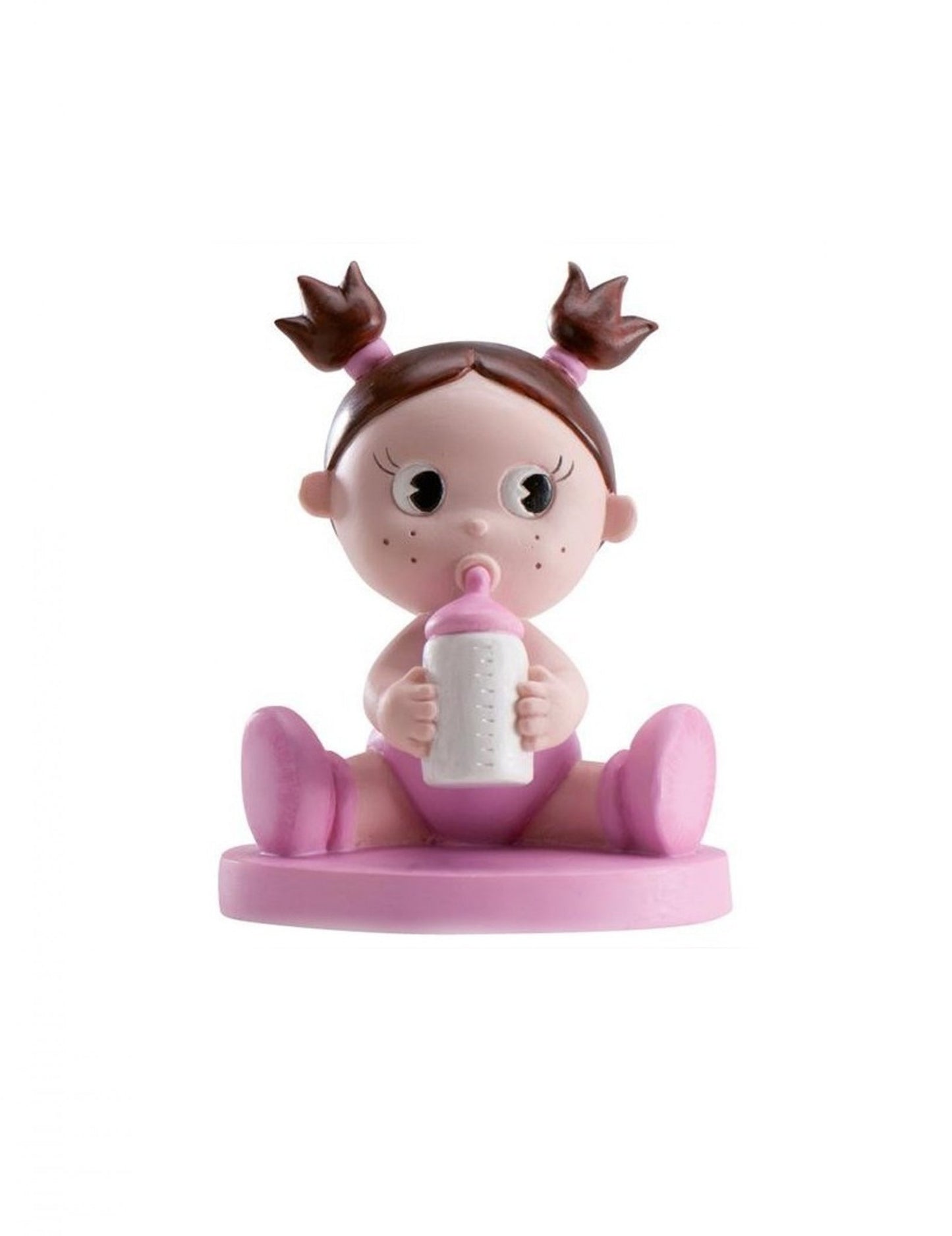 Živicová figúrka dievčatka s detskou fľašou, 10 cm dekorácie na oslavu narodenia dieťaťa