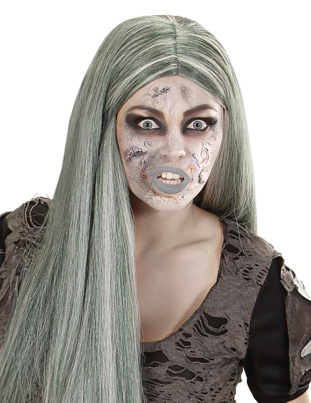 Líčenie na zombie pokožku pre dospelého halloween s realistickým prasknutým efektom