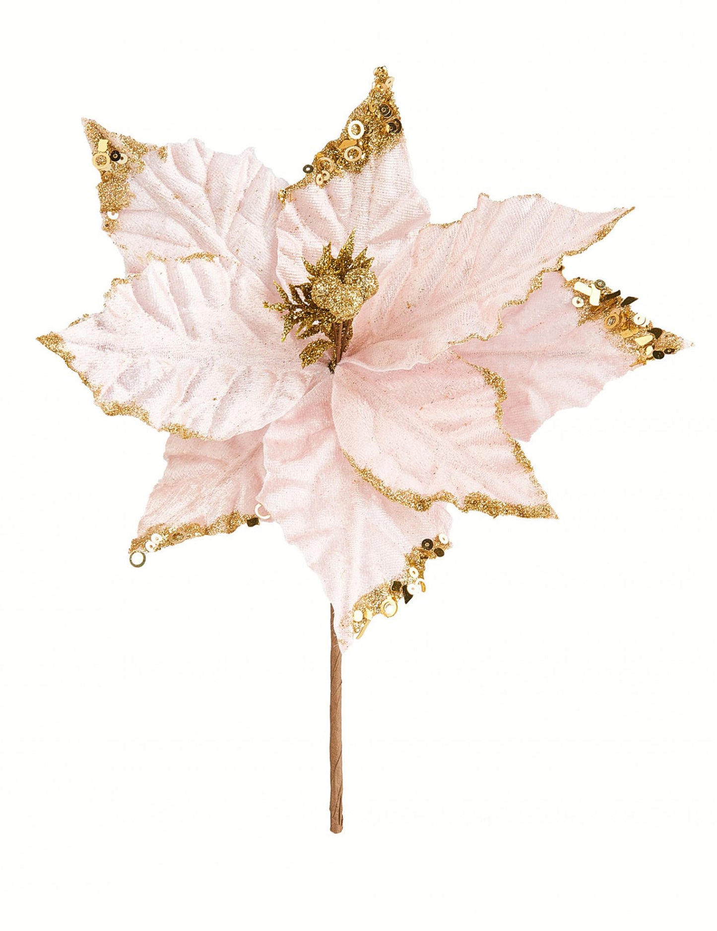 Ružový a zlatý vianočný kvet 32 cm