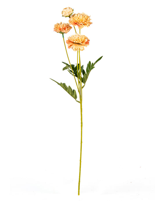 Vue d'ensemble des fleurs de zinnia artificielles sur tige pour décoration