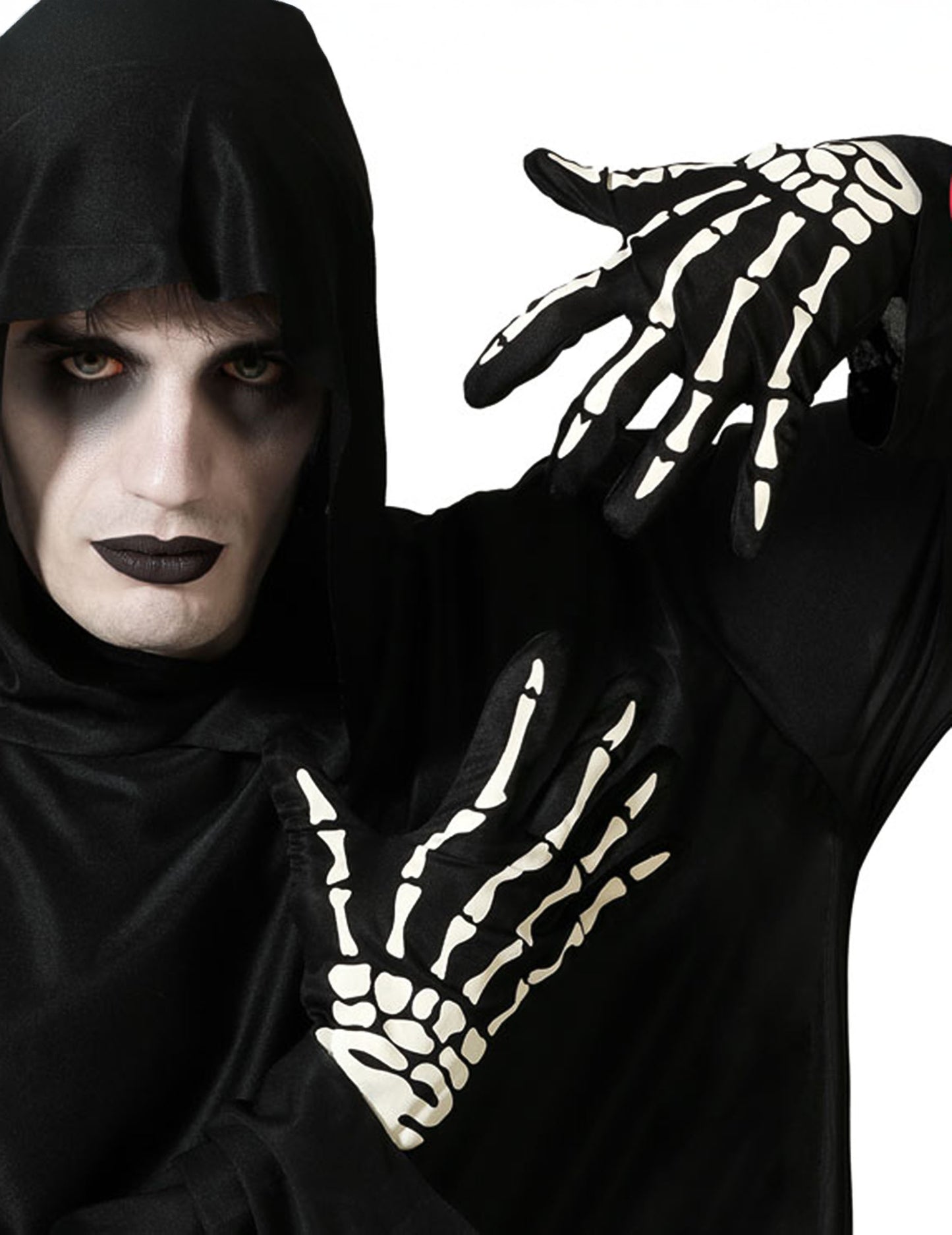 Veľké čiernobiele kostrové rukavice pre dospelých