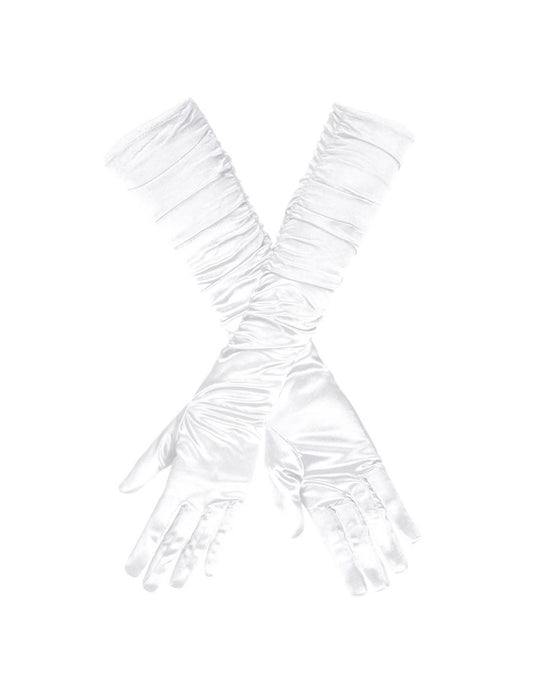 Vue à plat des gants longs satinés pour femme