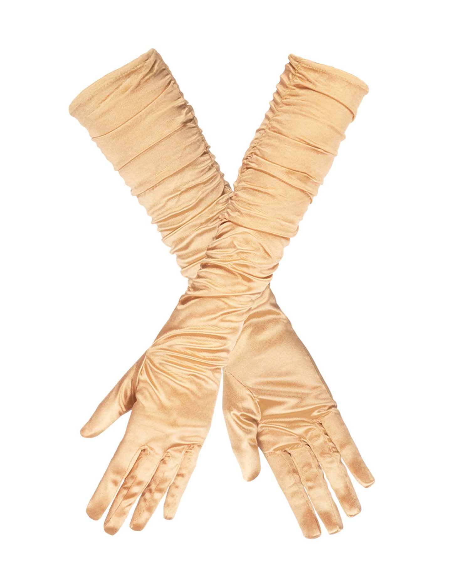 Dlhá zlatá saténová rukavice žena