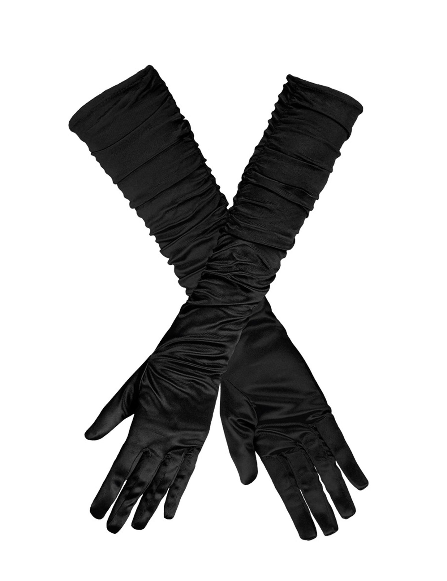 Dlhá čierna saténová rukavice žena