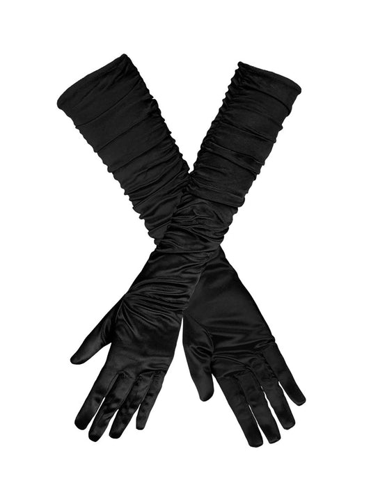 Paire croisée des gants longs satinés pour femme