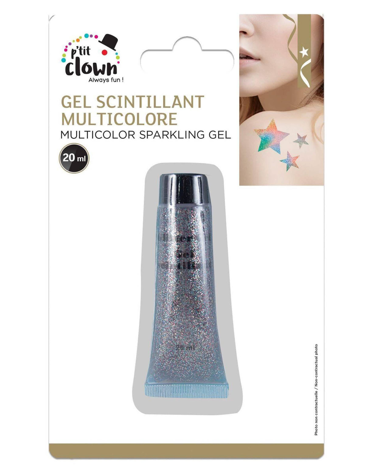 Pohľad na balenie viacfarebného gélového glitru