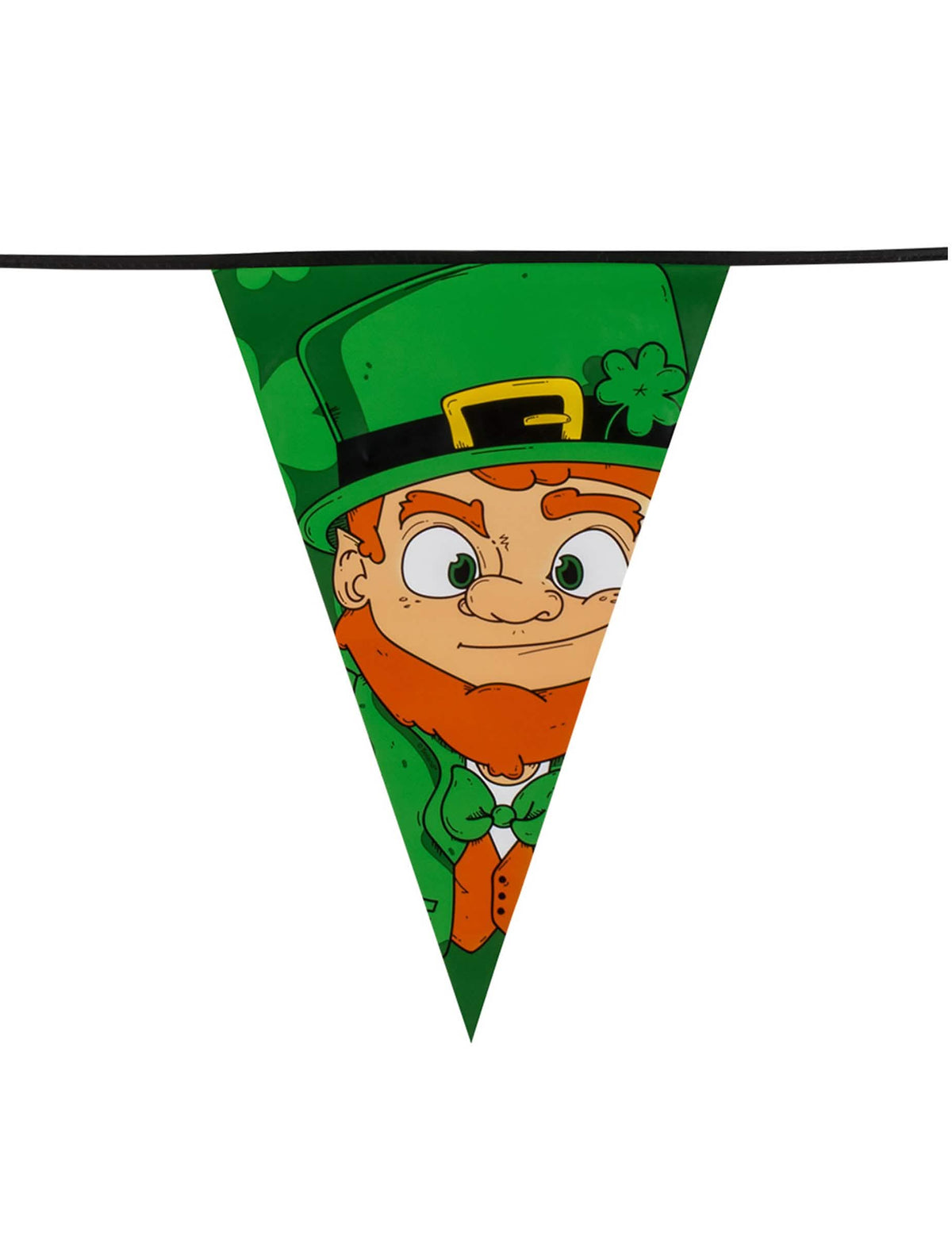 Detail zástavky s leprechaunom z girlandy so zástavkami svätý patrik
