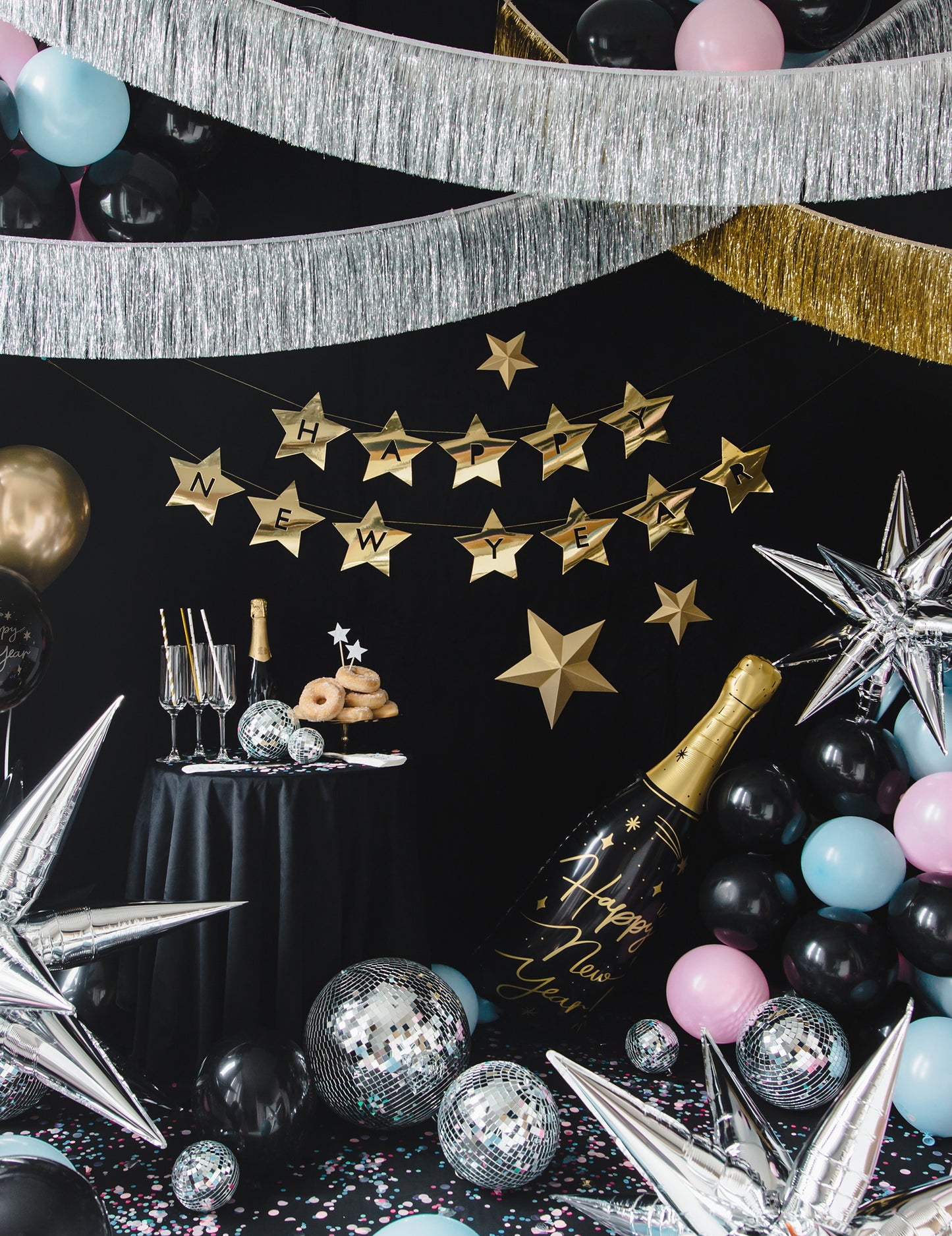 Golden Stars Garland šťastný nový rok 290 cm