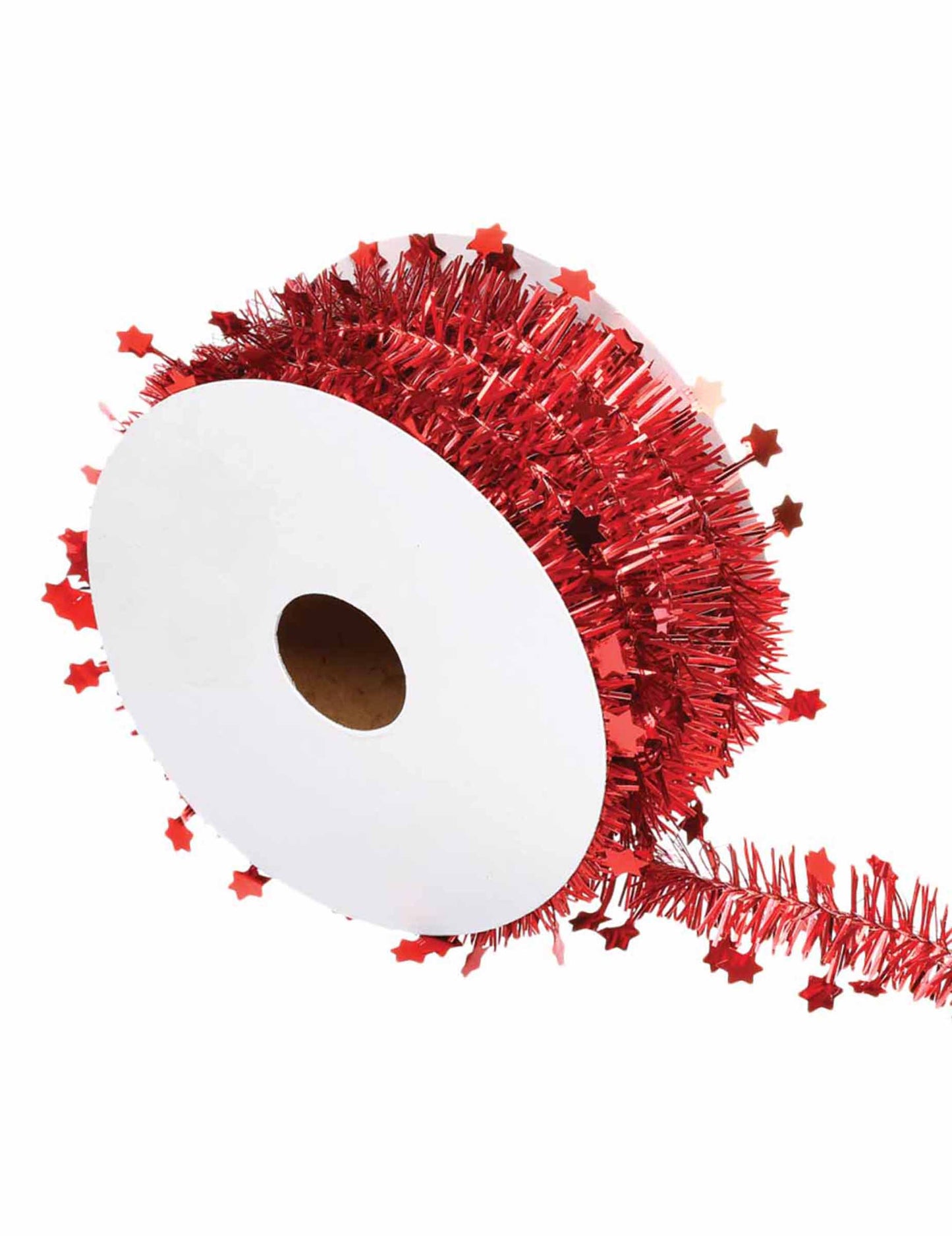 Červená vianočná girlanda s hviezdičkami, 3m rolka