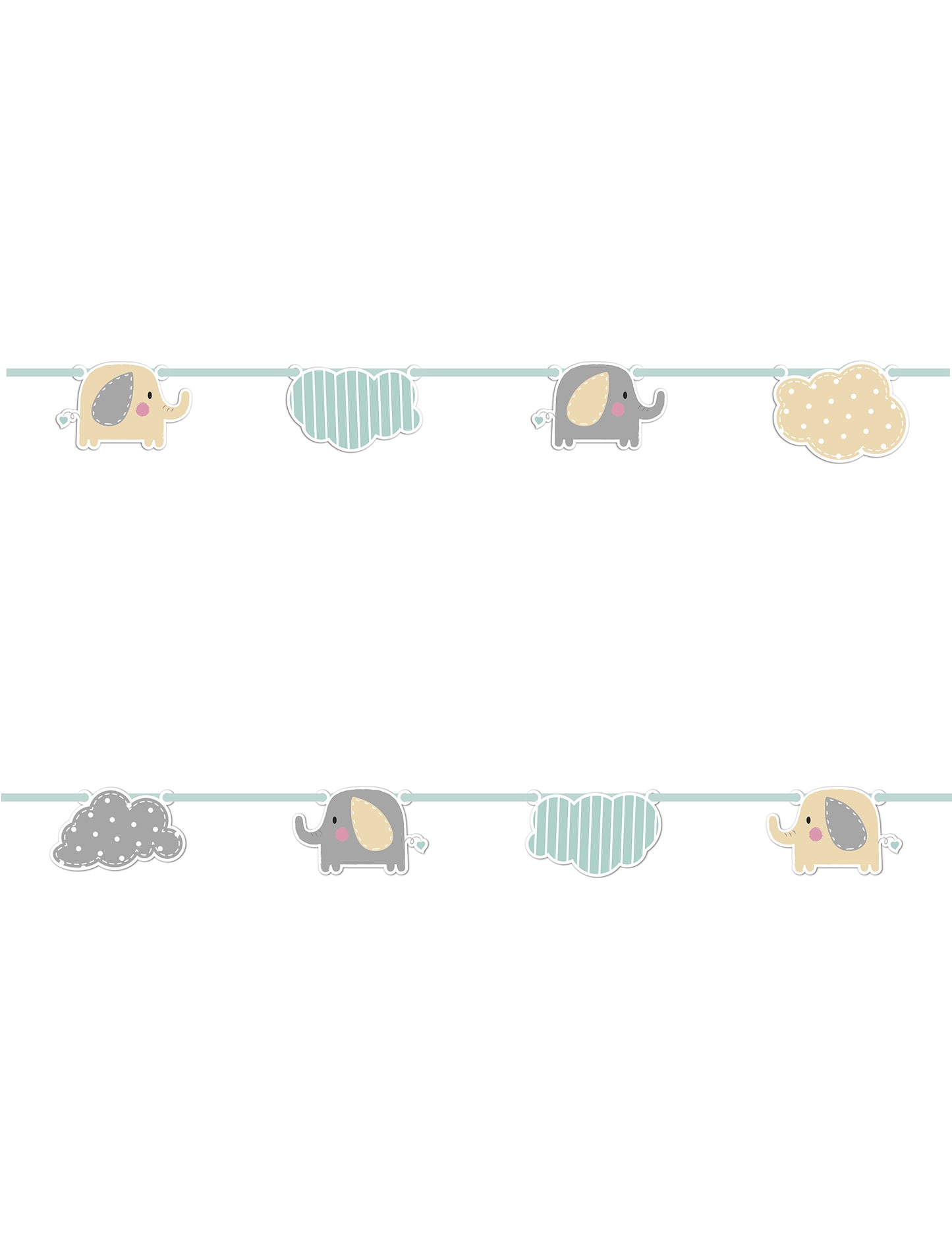 Kartónová girlanda so sloníkom (2 m) a oblakmi