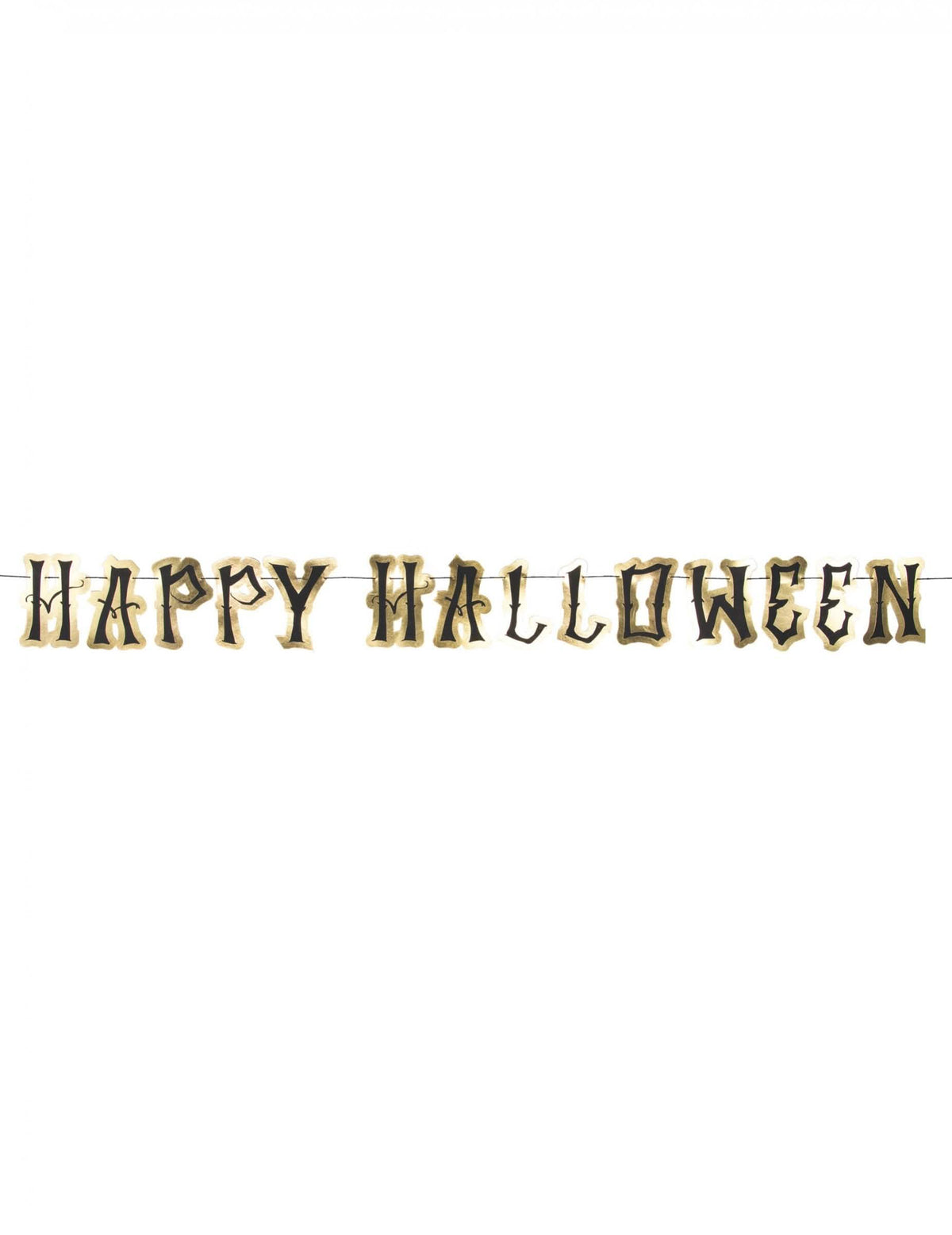 Kartónová girlanda Happy halloween na čiernu a zlatú párty s písmenami