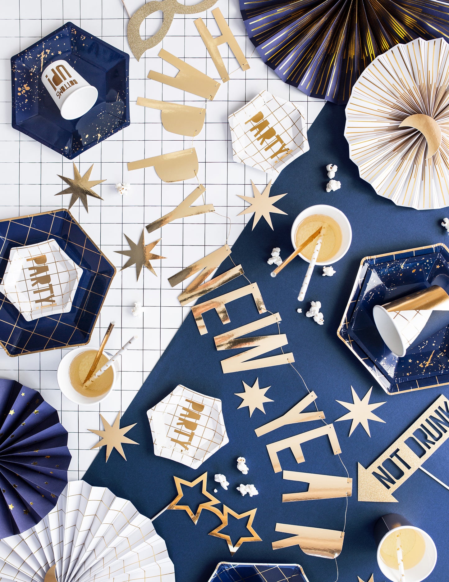 Šťastný nový rok šťastný rok kartón zlato 10 x 90 cm