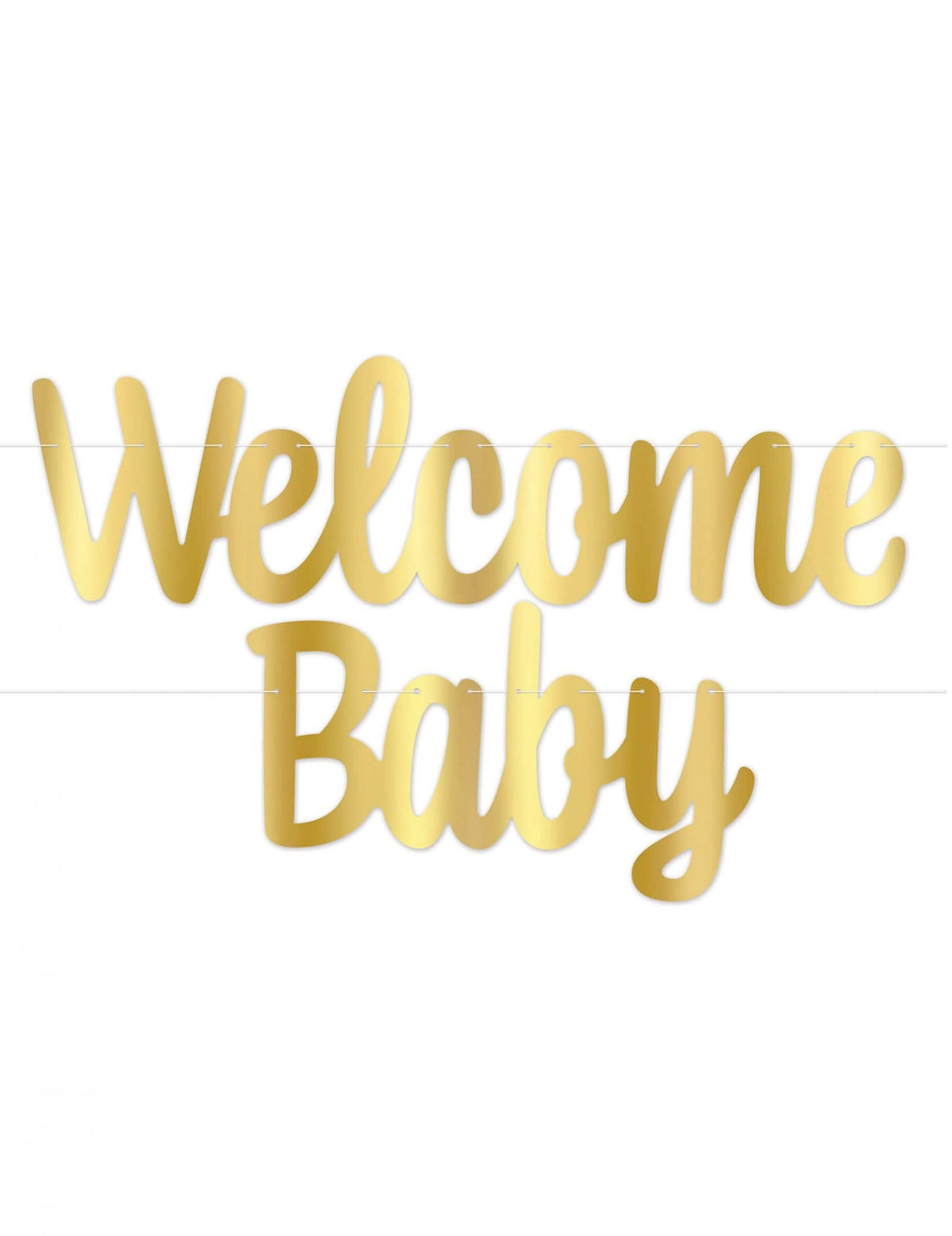 Kartónová girlanda Welcome Baby na baby shower zlatá