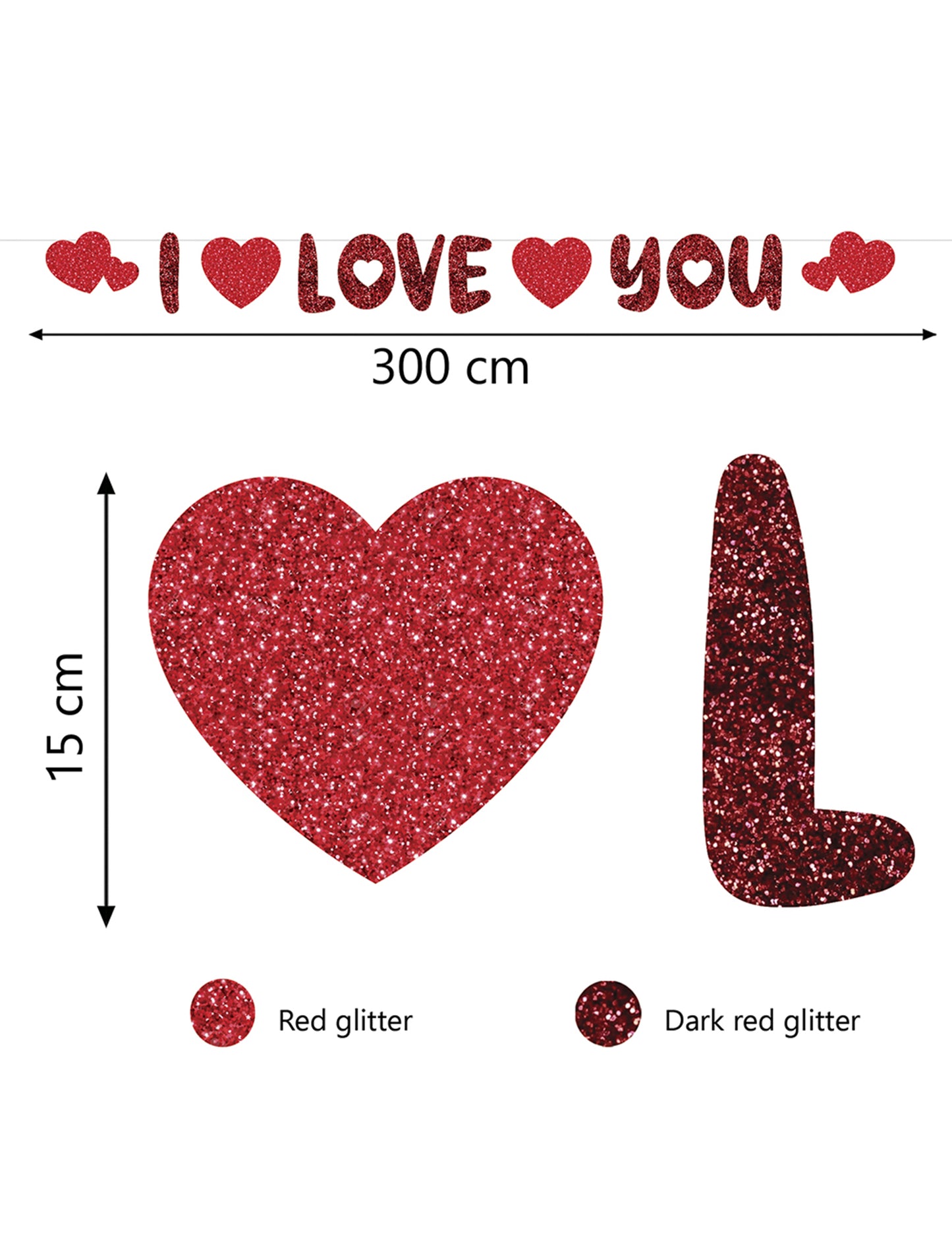 Kartónová srdiečková girlanda "Ľúbim ťa" 3m