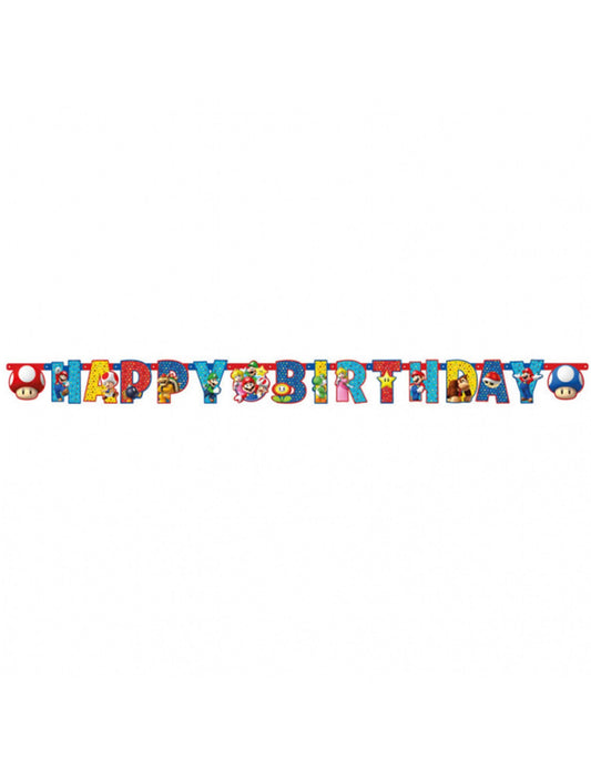 Vue d'ensemble de la Guirlande Happy Birthday Super Mario