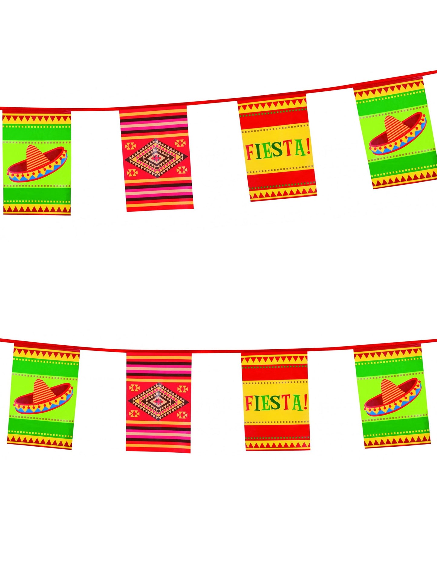 Mexická girlanda na oslavu z farebného plastu s motívmi sombrérov a fiesta