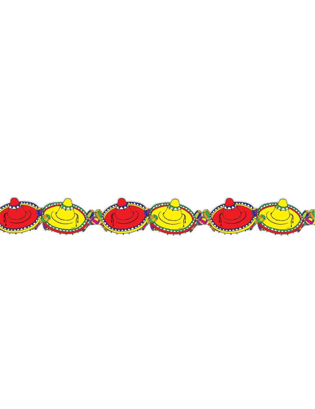 Papierová girlanda Mexiko sombreros na párty žltá a červená