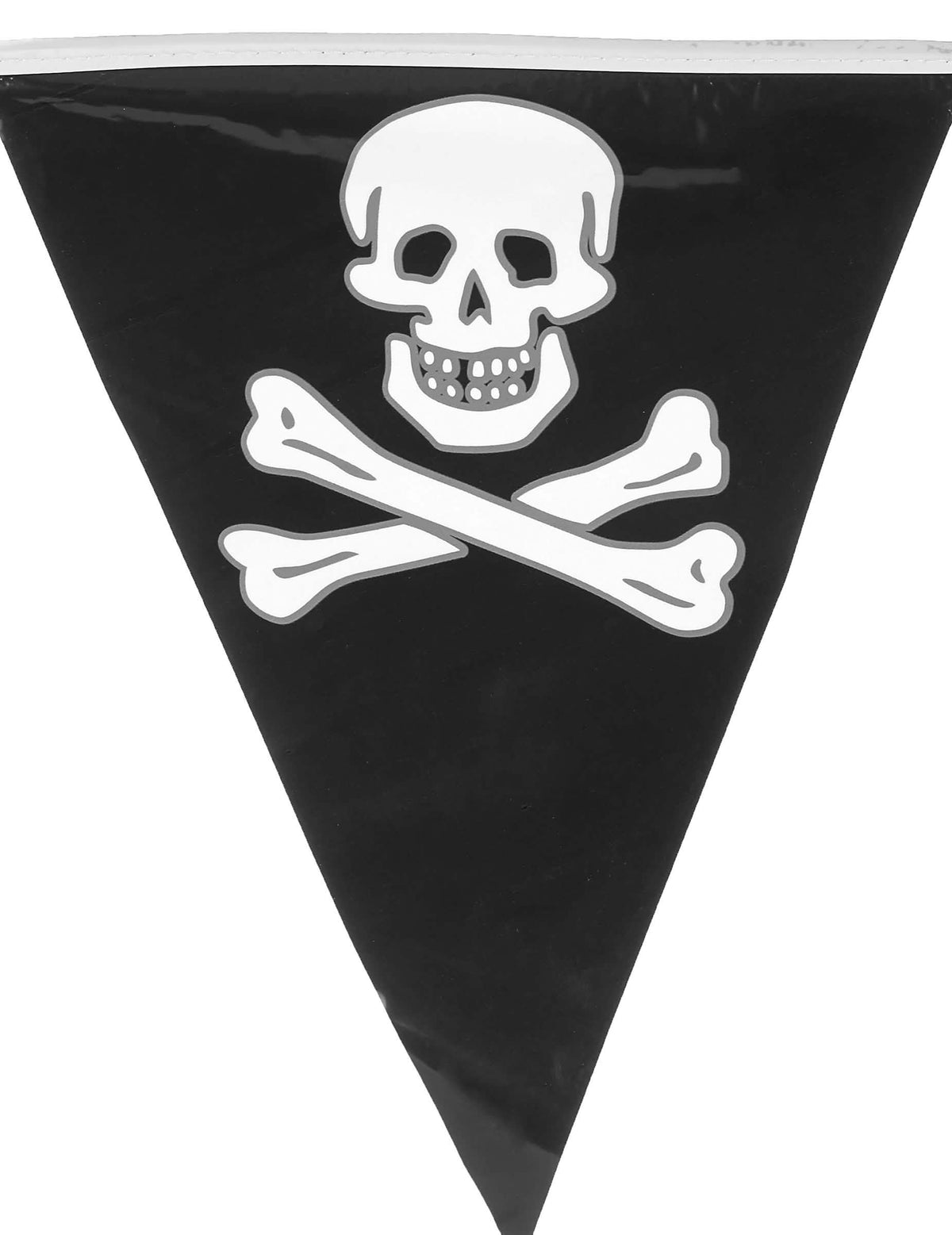 Detail na zástavke pirátskej girlandy s lebkou
