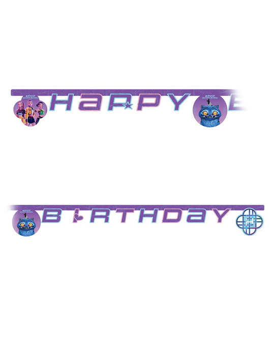 Girlanda Happy Birthday z kartónu K-pop Demon Hunters™ 2m