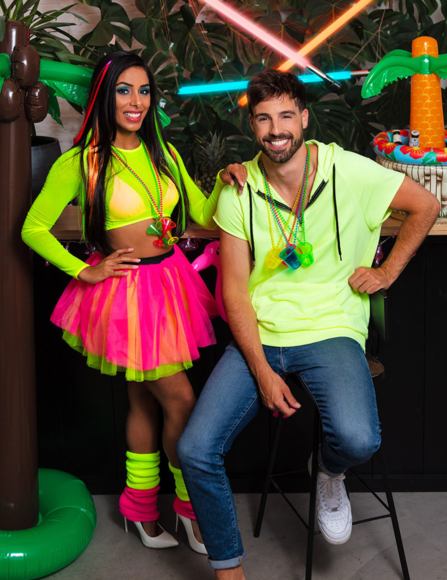 Fluo žlté legíny žena