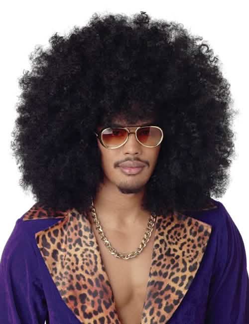 Afro maxi parochňa pre dospelého čierna objemná