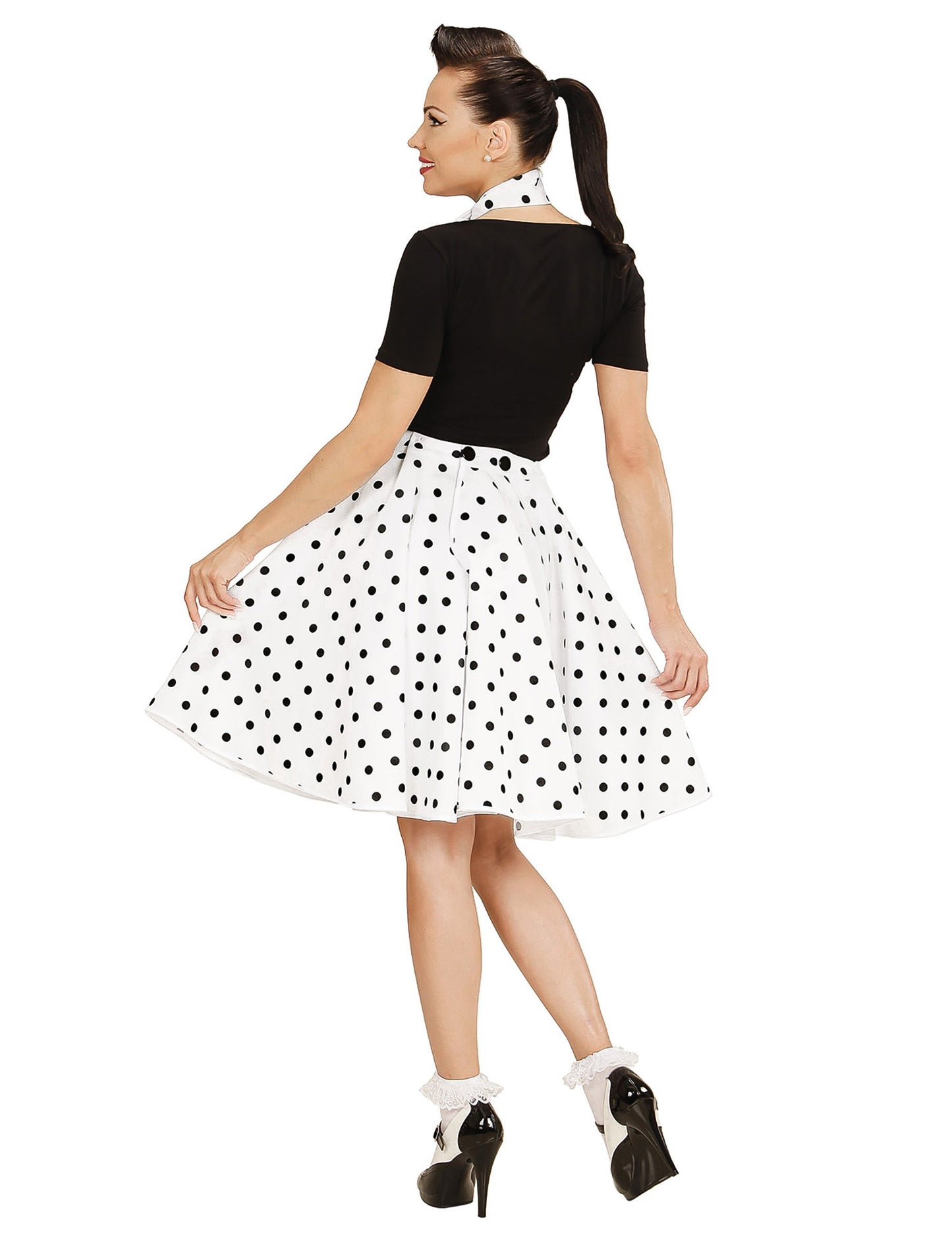 Biela sukňa a šatka pre ženy z 50. rokov 20. storočia