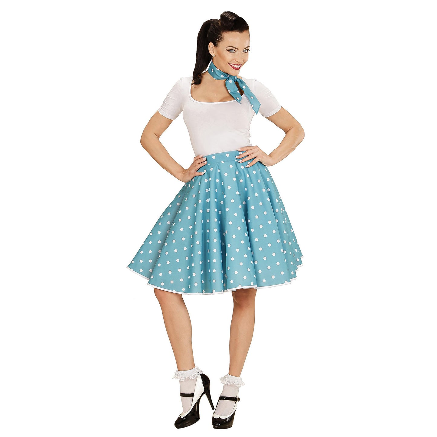 Tyrkysová sukňa a 50 -ti žena žena, ženská žena žena