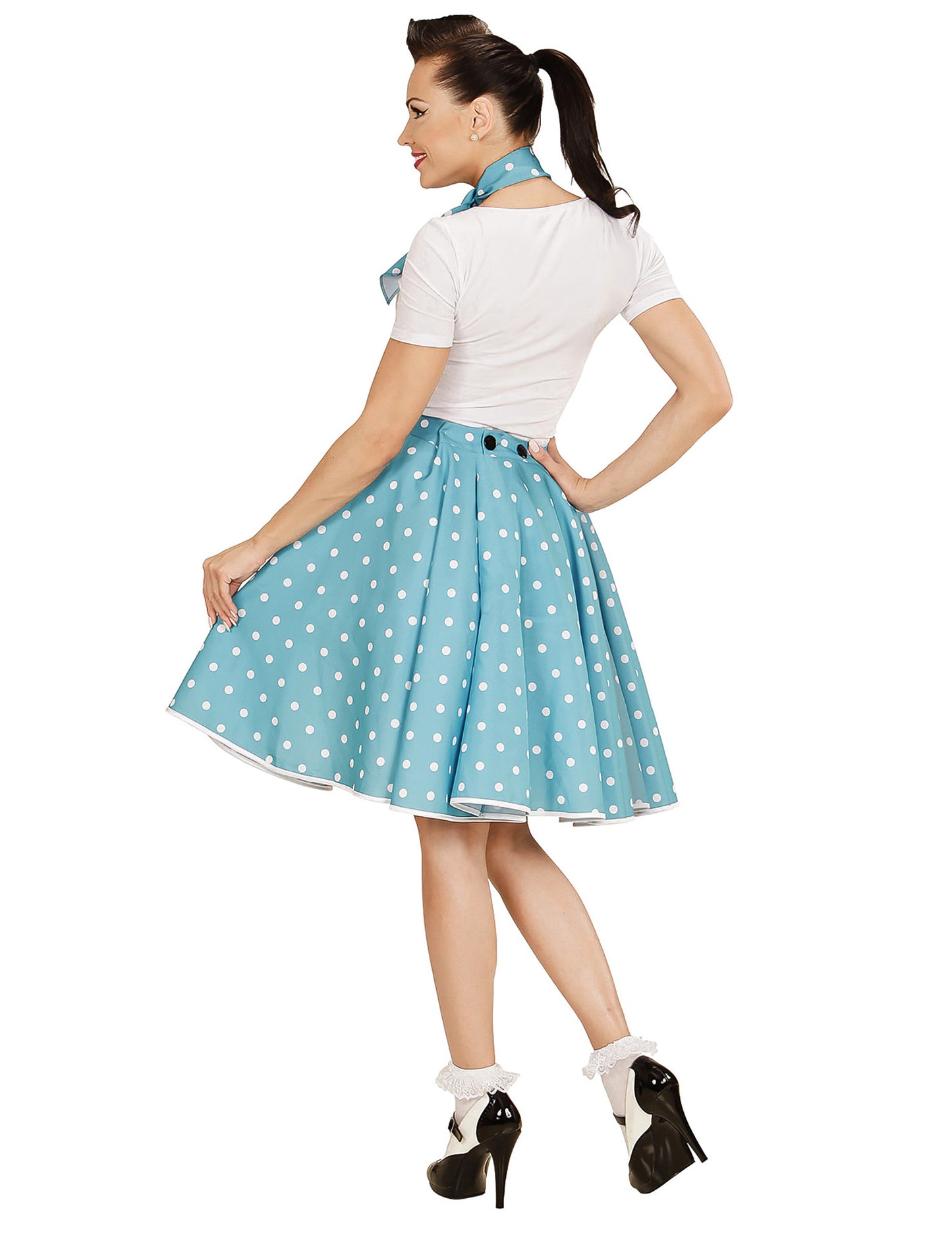 Tyrkysová sukňa a 50 -ti žena žena, ženská žena žena