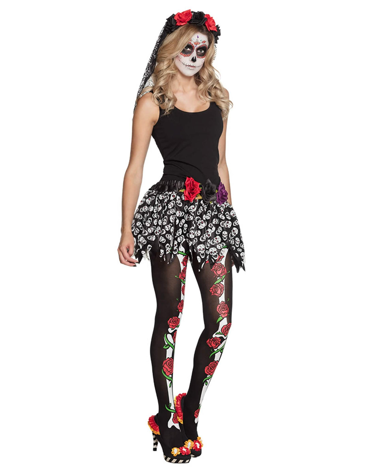 Prehľad sukne s mexickými kostlivci Dia de los muertos