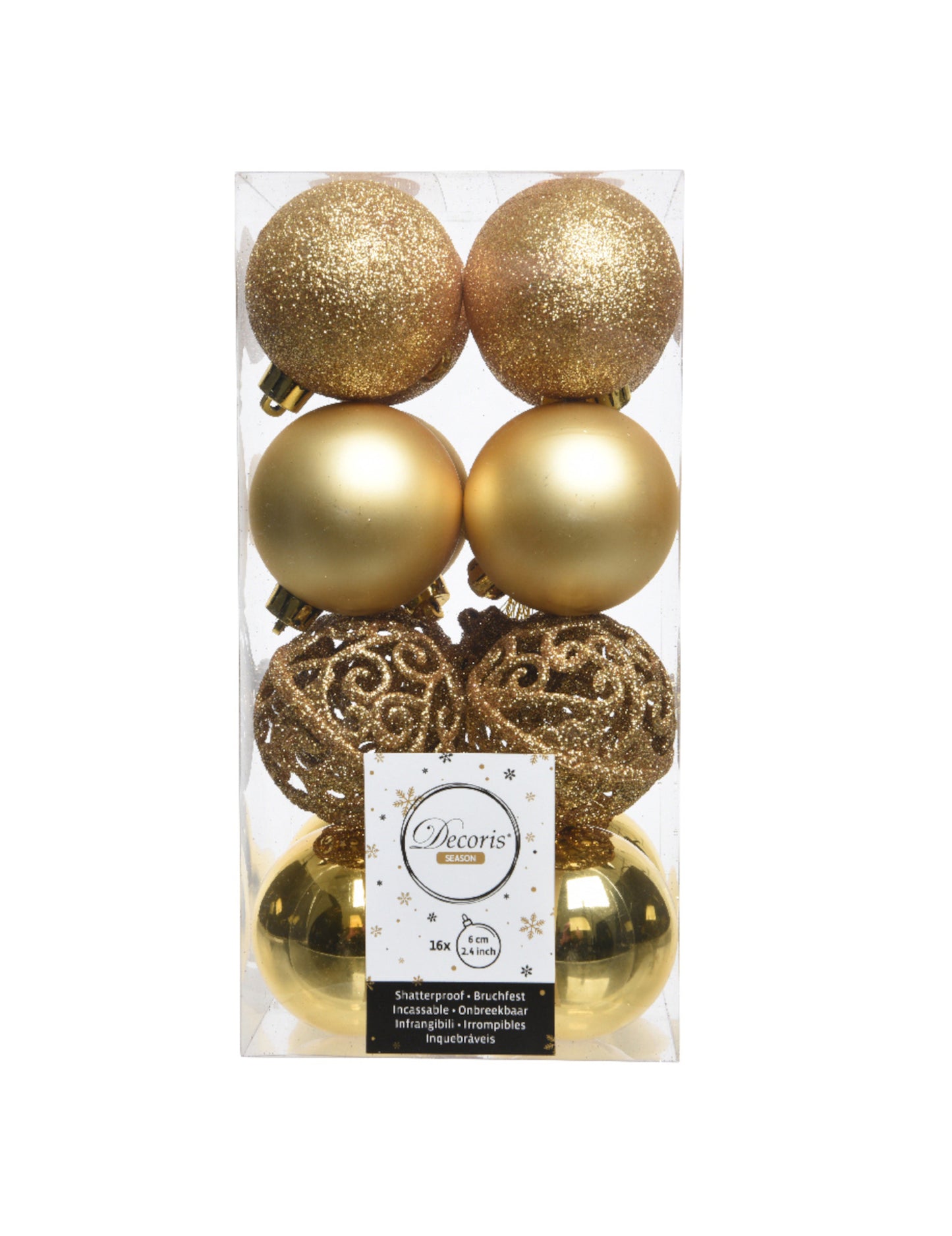 16 Malé zlaté vianočné gule 6 cm