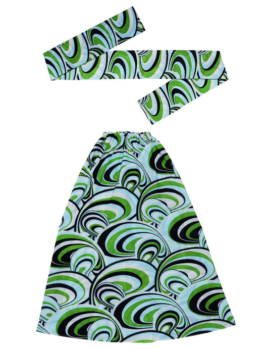 Vue à plat du kit bandeau et jambières années 70 waves