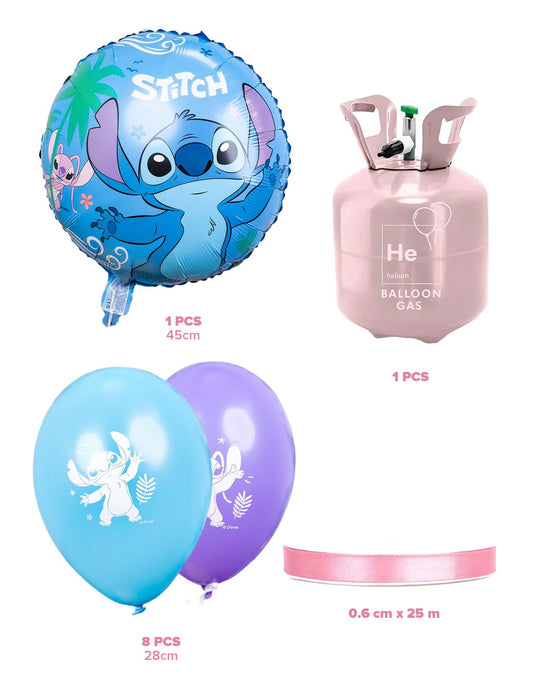 Súprava héliovej fľaše s 9 balónmi Stitch™ a stuhou