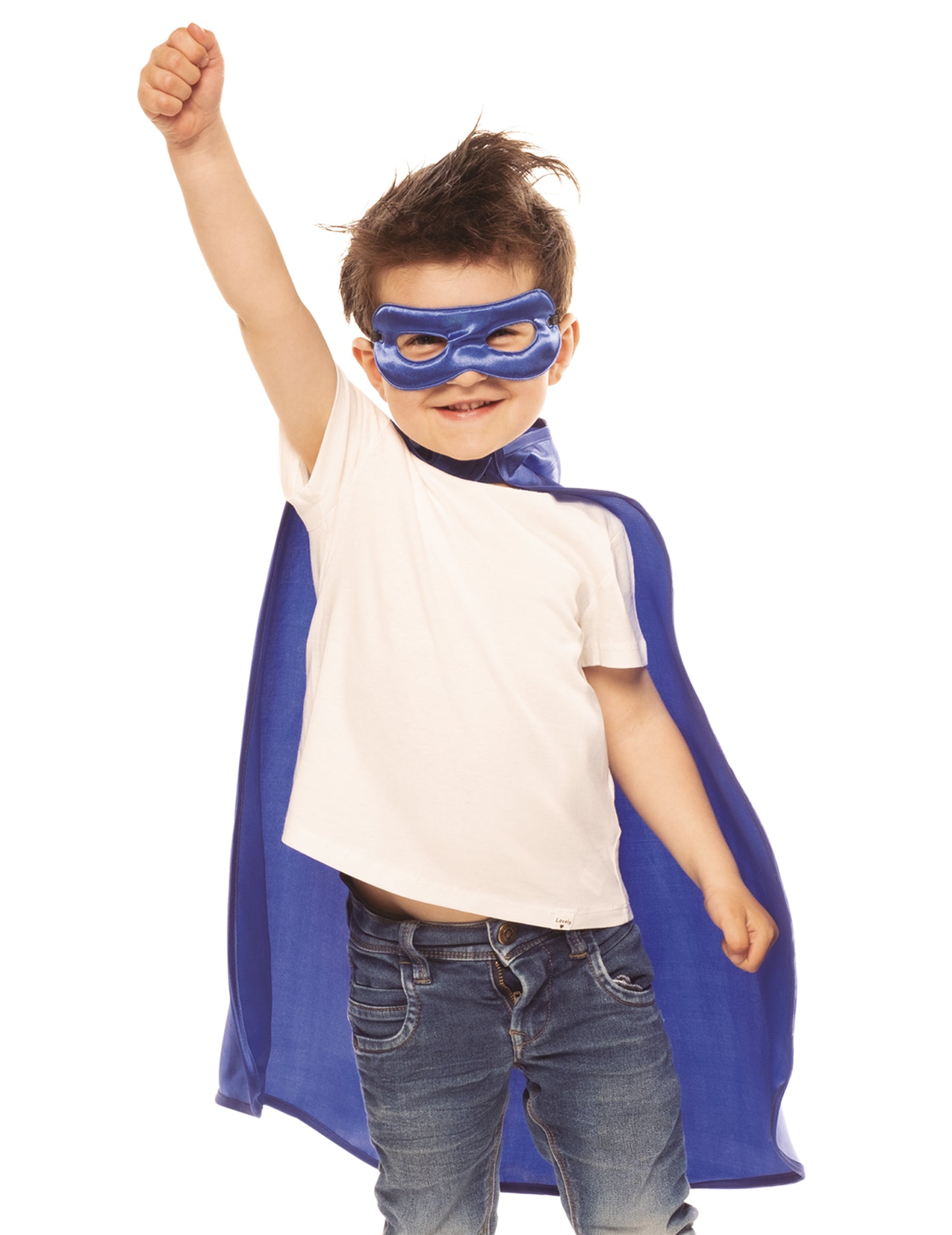 Modrá superhrdinská súprava plášťa a masky pre deti