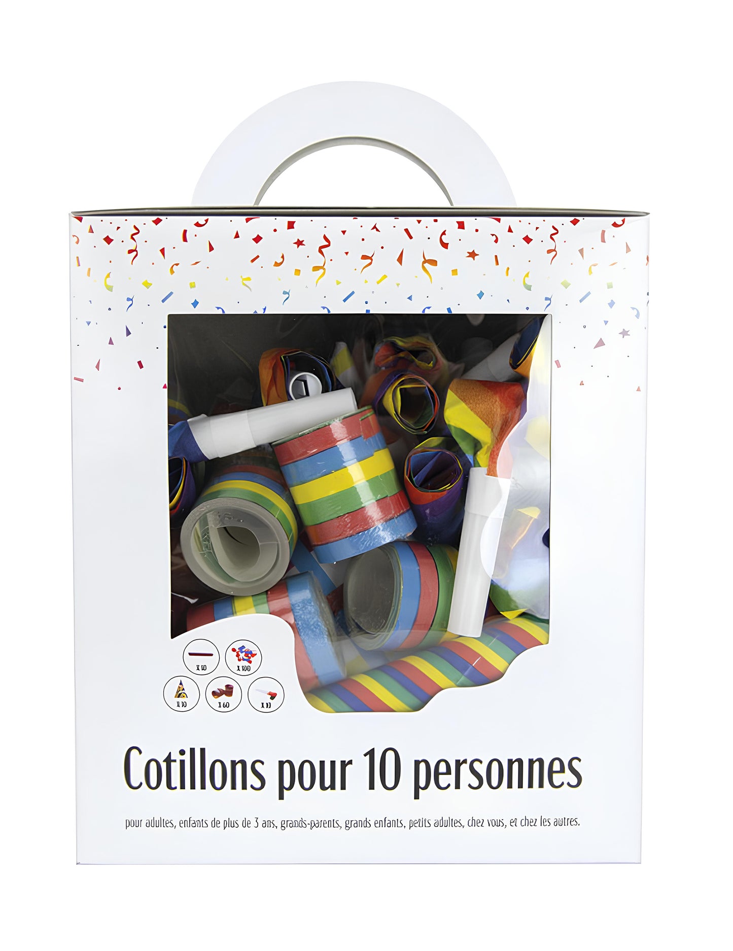 Viacfarebná súprava na párty pre párty pre 10 ľudí