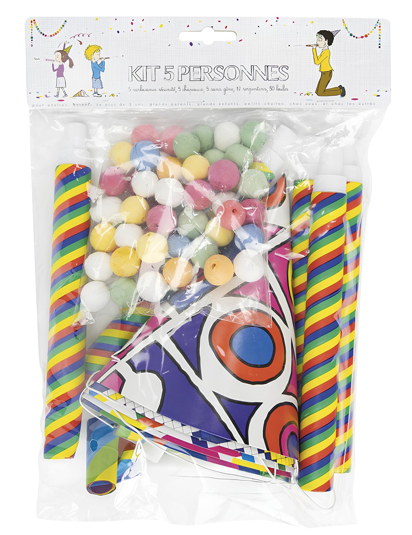 Viacfarebná súprava na párty pre párty pre 5 ľudí