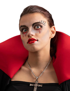 Červený trblietavý make-up