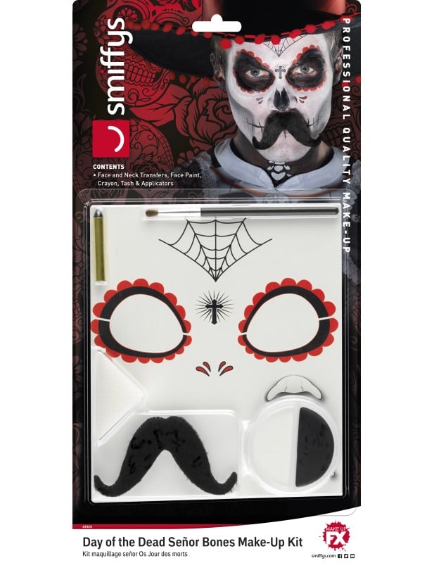 Mexická make -upová súprava na mexické kostrové make -up Dia de los Muertos