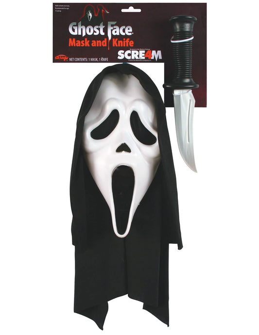 Kit masque et couteau Scream pour adulte noir et blanc