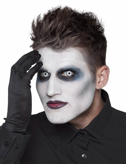 Rendu porté des lentilles fantaisie blanche et noire pour adulte à contour noir