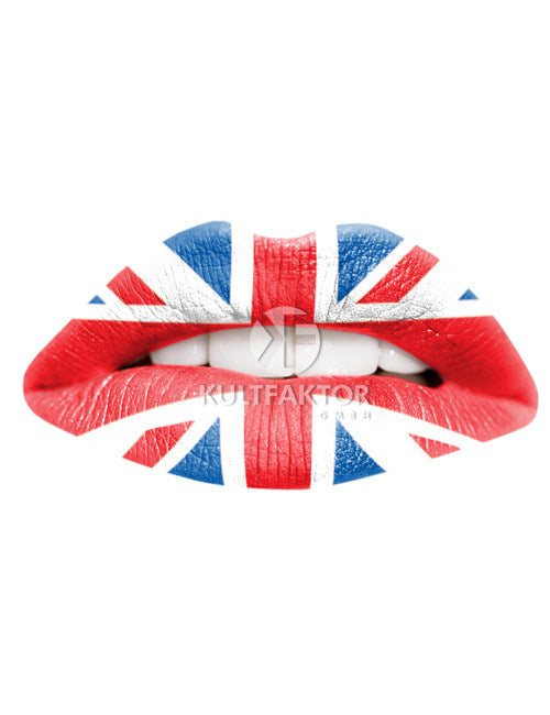 Tetovanie na pery s anglickou vlajkou