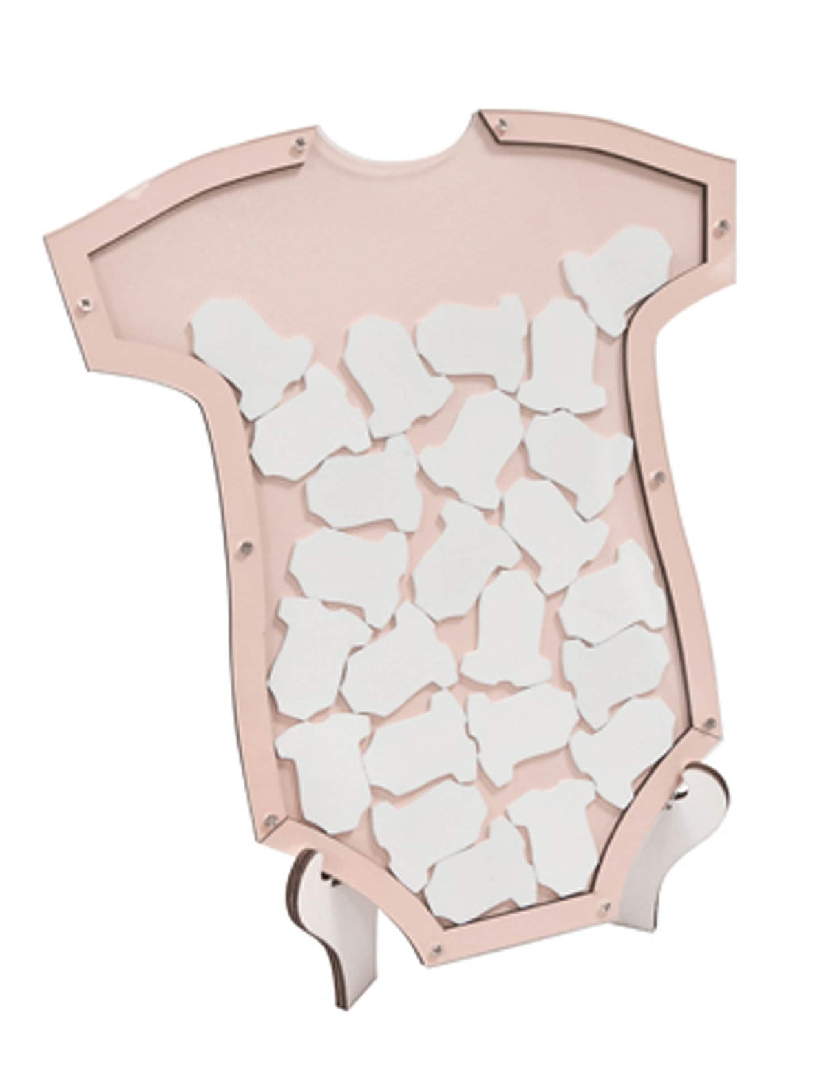 Kniha hostí rám body baby shower pre bábätko ružová drevená s 24 dielmi