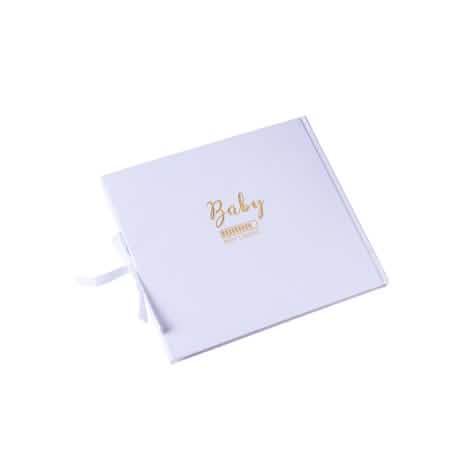 Vue de la couverture du livre d'or Fille ou garçon pour baby shower rose bleu et or