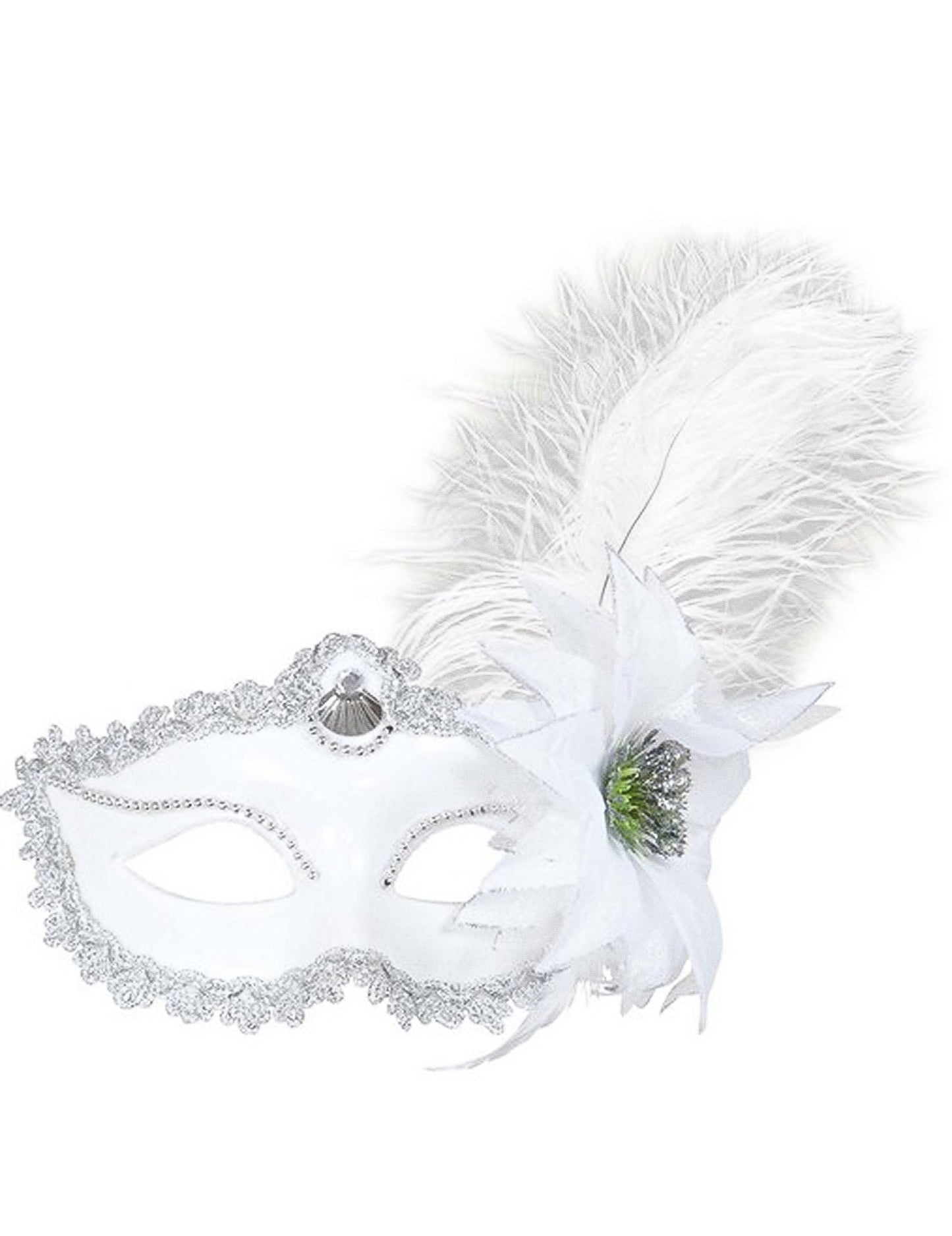 Detail kvetu a pierka bieleho dospelého pierkového masku