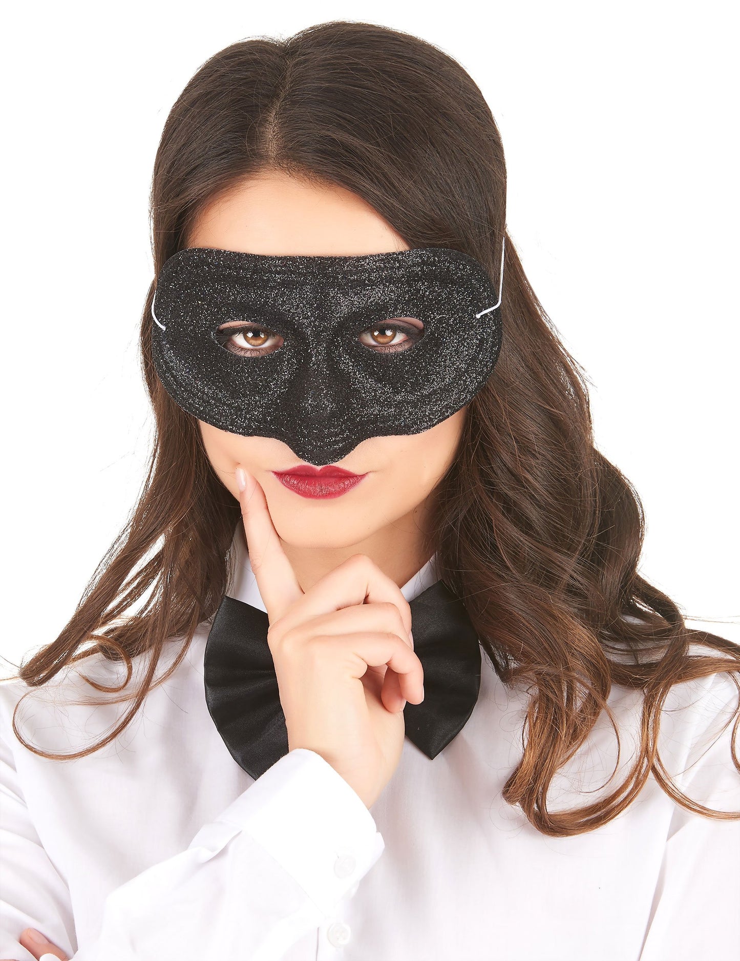 Loup plastique pailleté pour adulte noir