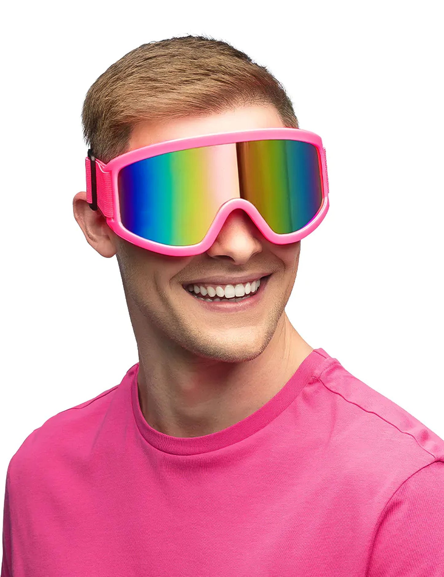 Neónovo ružové lyžiarske okuliare pre dospelých