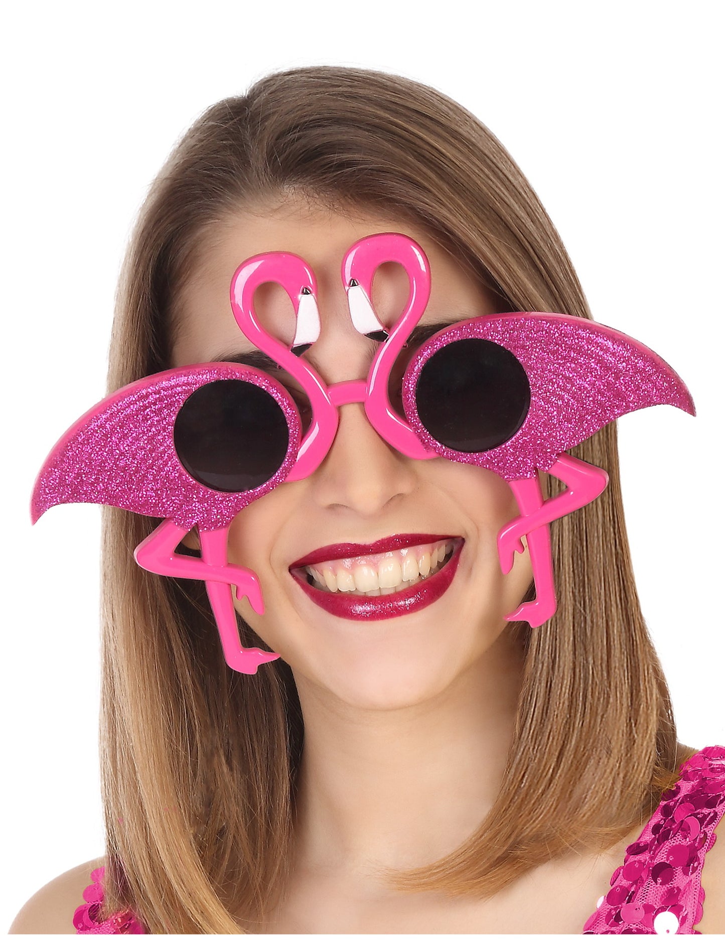 Lunettes flamant rose à paillette pour adulte rose fuchsia brillant
