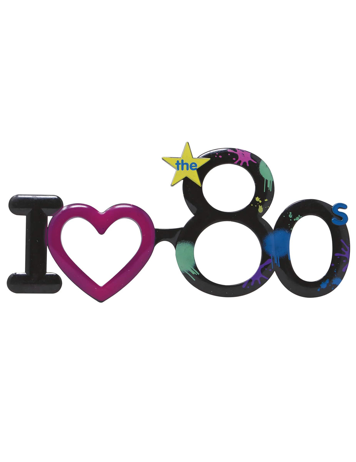 Pohľad spredu na okuliare I love 80's pre dospelý
