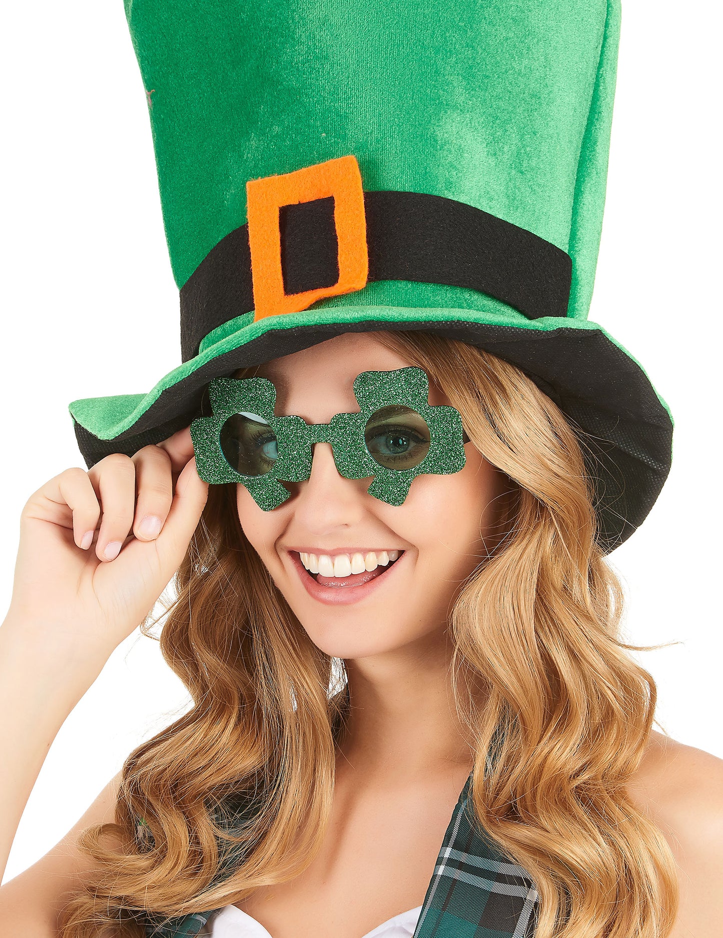 Zelené trblietavé okuliare Clover Saint-Patrick dospelý