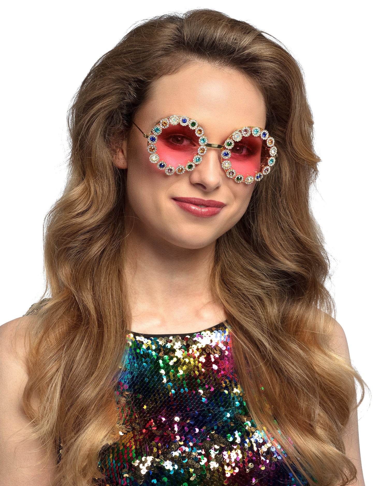 Okrúhle okuliare s kamienkami pre dospelých